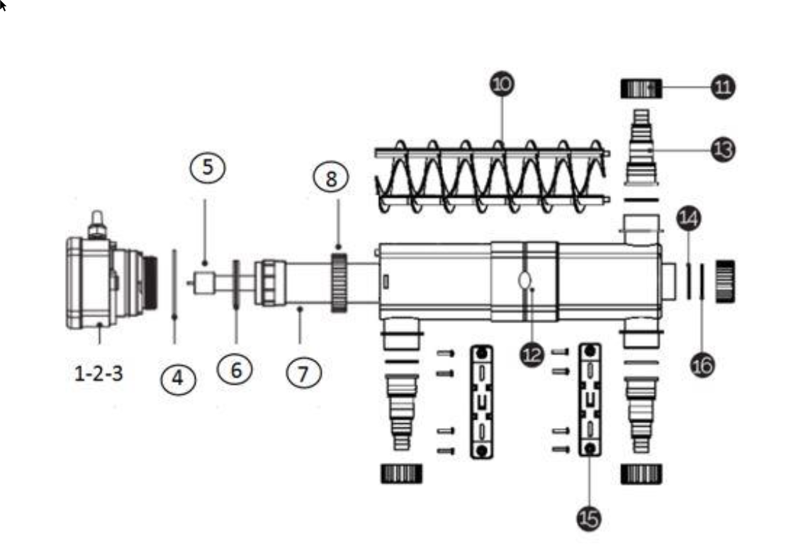 Jeu de verres en quartz pour l'unité UV-C GUV-236 - 36 Watt CAD Diagram, Diagram