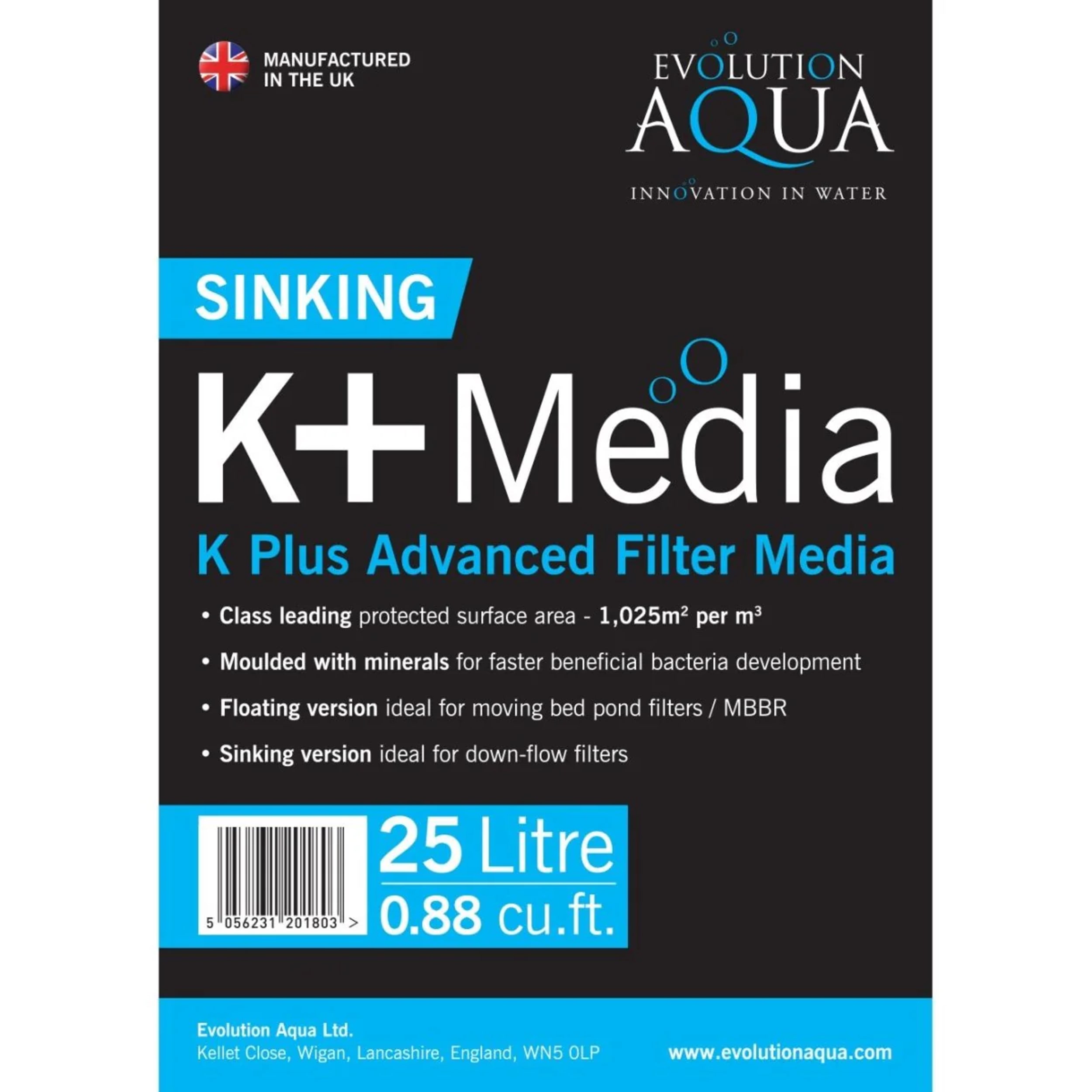 K+ Filter Media Black 25 litres sinking Advertisement, Poster