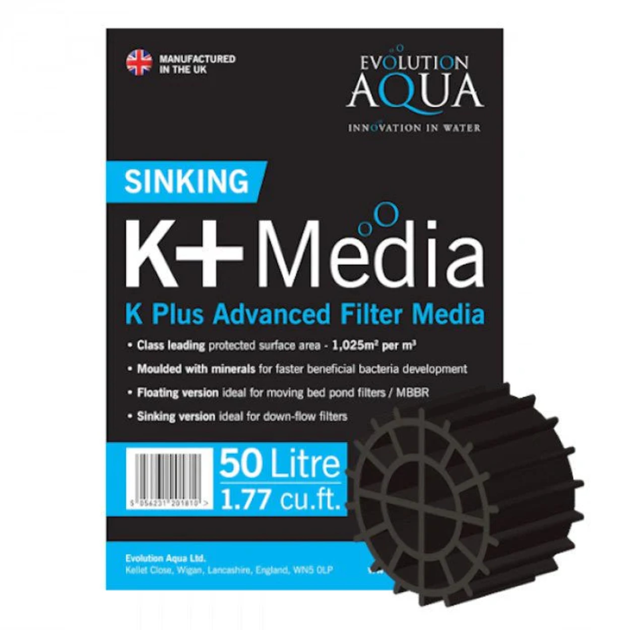 K+ Filter Media Black 50 litres sinking Advertisement, Poster