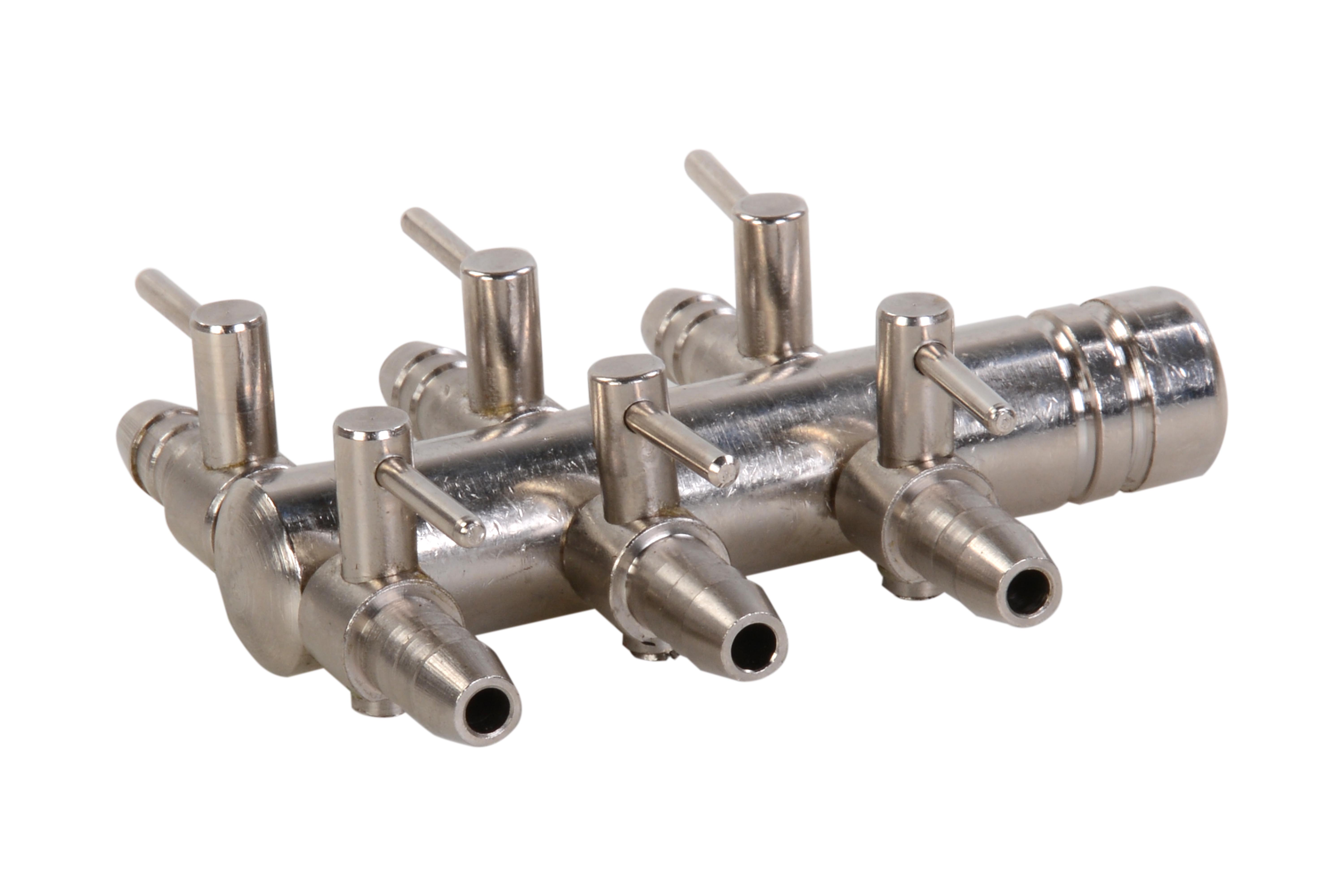 Distributeur d'air pour 9 mm 6 sorties avec grue chromée